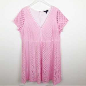 Lane Bryant Pink V-Neck Fit & Flare Dress 22